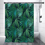 Dark Tropical Palm Leaves Pattern Print Shower Curtain