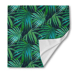 Dark Tropical Palm Leaves Pattern Print Silk Bandana