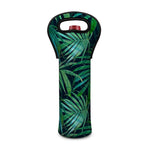 Dark Tropical Palm Leaves Pattern Print Single Neoprene Wine Tote