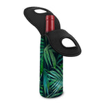 Dark Tropical Palm Leaves Pattern Print Single Neoprene Wine Tote