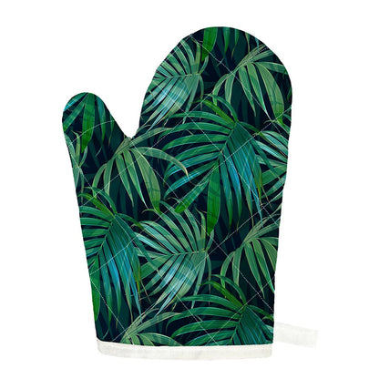 Dark Tropical Palm Leaves Pattern Print Single Oven Mitt