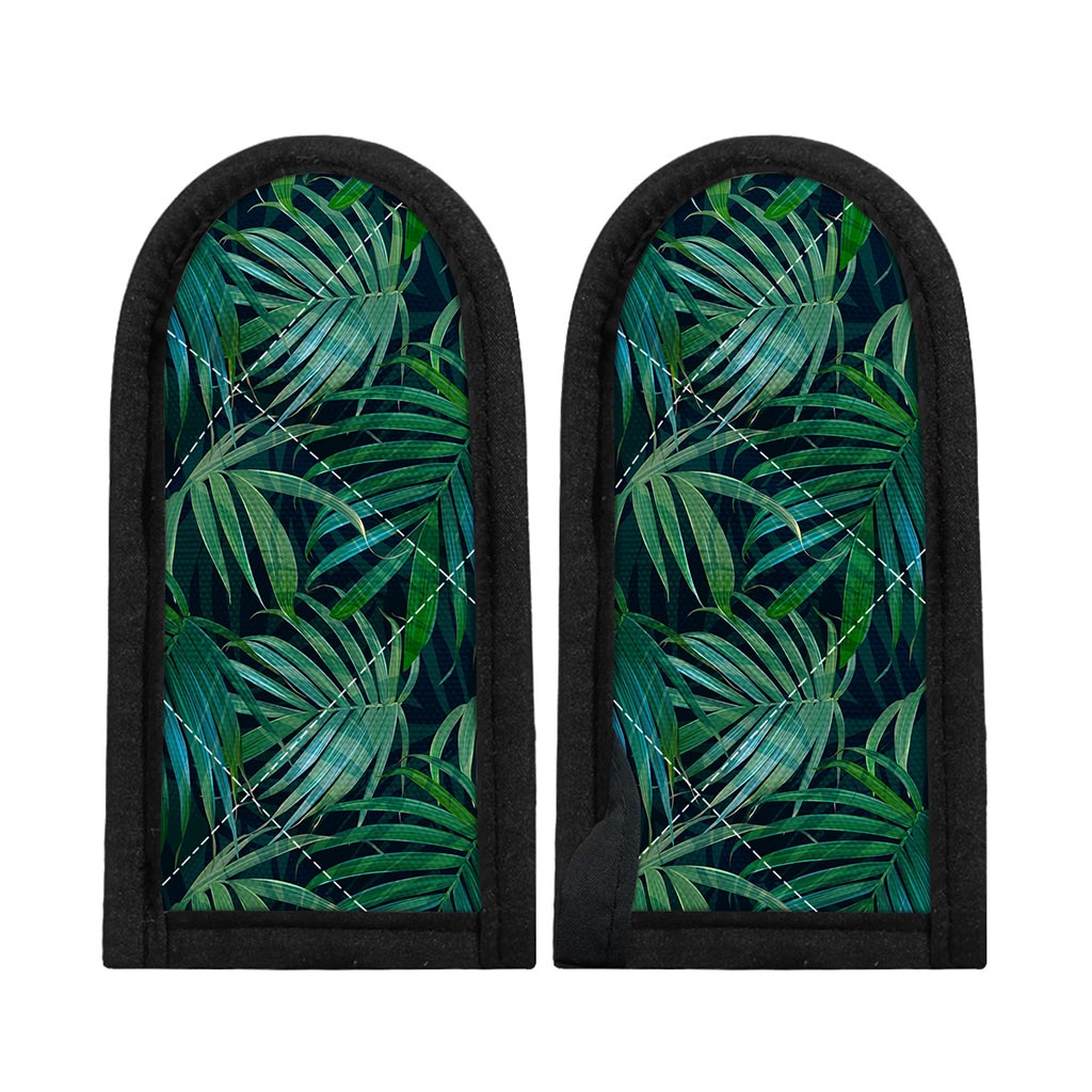 Dark Tropical Palm Leaves Pattern Print Skillet Handle Cover