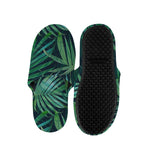 Dark Tropical Palm Leaves Pattern Print Slippers