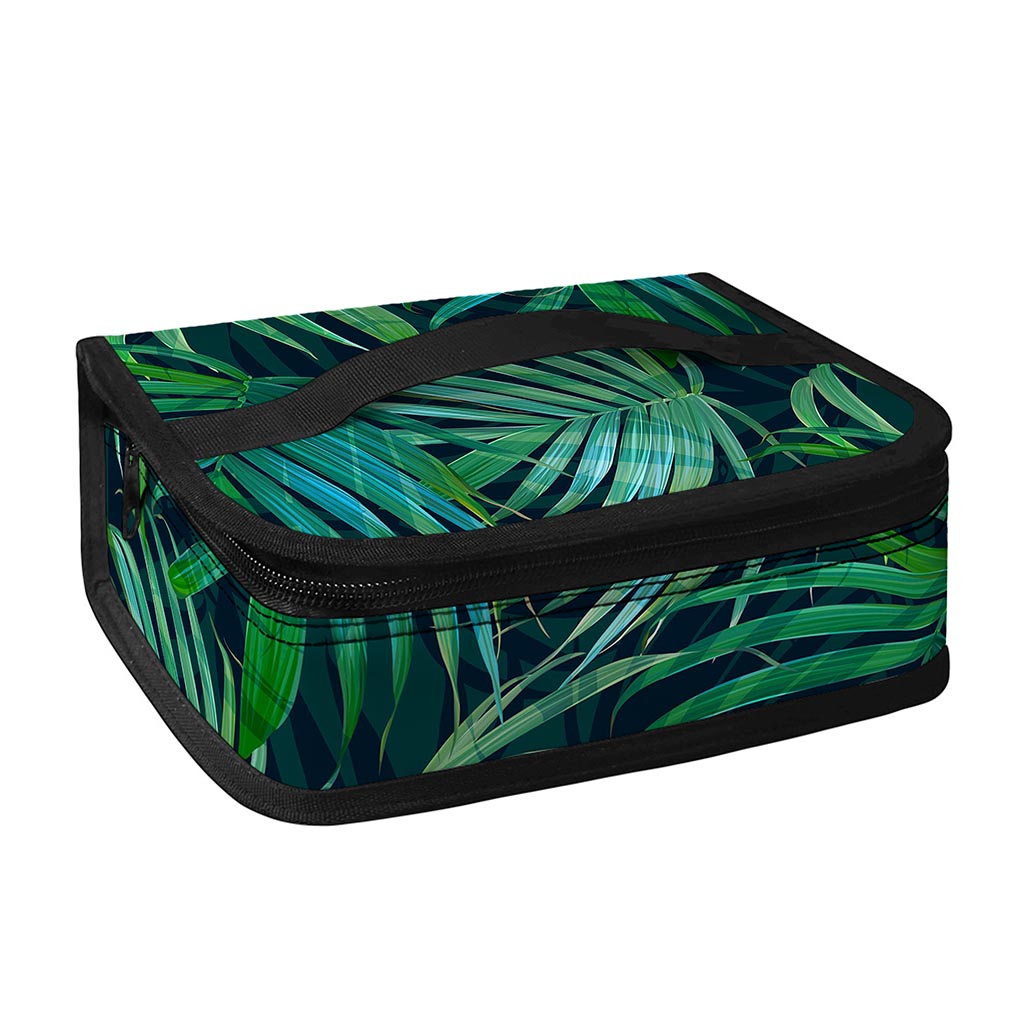 Dark Tropical Palm Leaves Pattern Print Small Lunch Bag