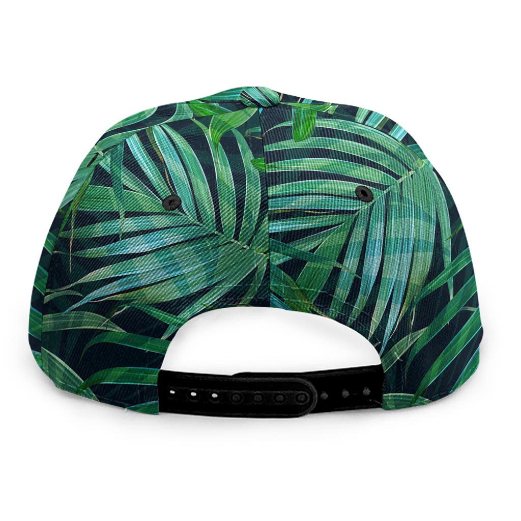 Dark Tropical Palm Leaves Pattern Print Snapback Cap