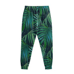 Dark Tropical Palm Leaves Pattern Print Sweatpants