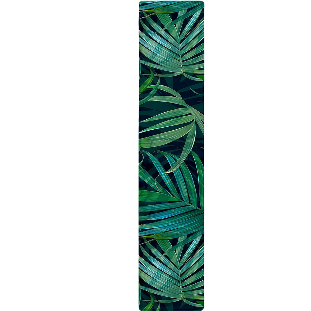 Dark Tropical Palm Leaves Pattern Print Table Runner