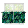 Dark Tropical Palm Leaves Pattern Print Tier Curtains