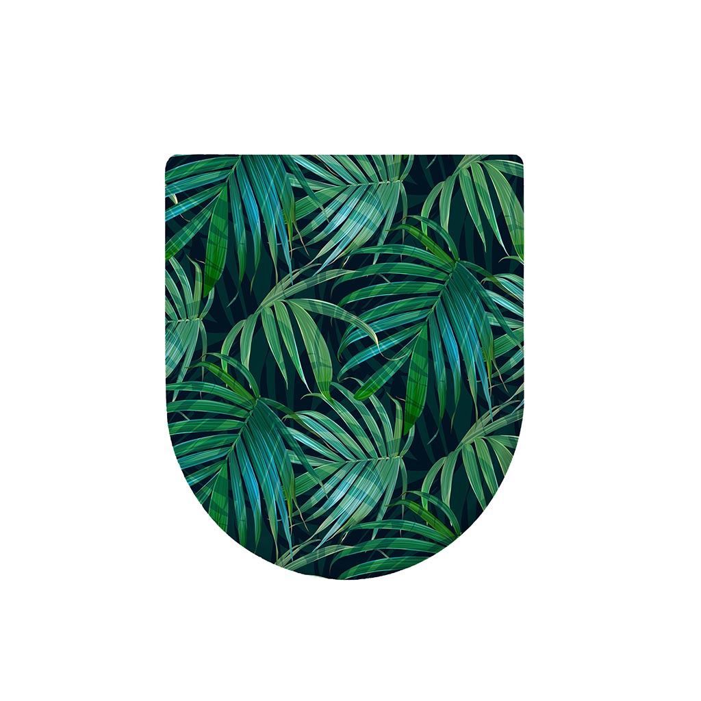 Dark Tropical Palm Leaves Pattern Print Toilet Lid Cover