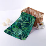Dark Tropical Palm Leaves Pattern Print Towel