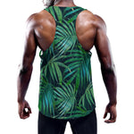 Dark Tropical Palm Leaves Pattern Print Training Tank Top
