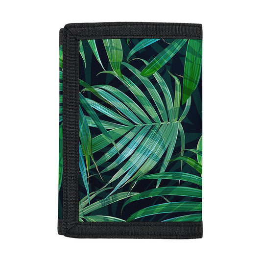 Dark Tropical Palm Leaves Pattern Print Trifold Wallet