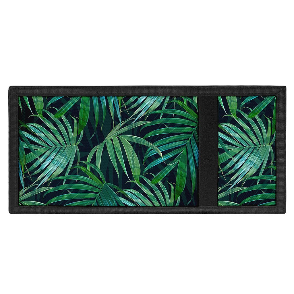 Dark Tropical Palm Leaves Pattern Print Trifold Wallet