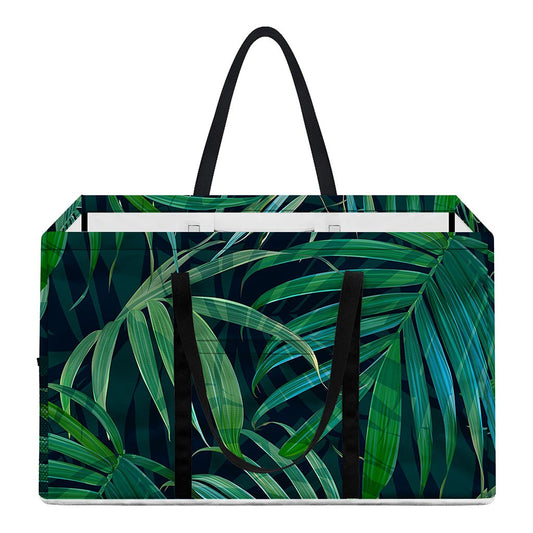 Dark Tropical Palm Leaves Pattern Print Utility Tote Bag