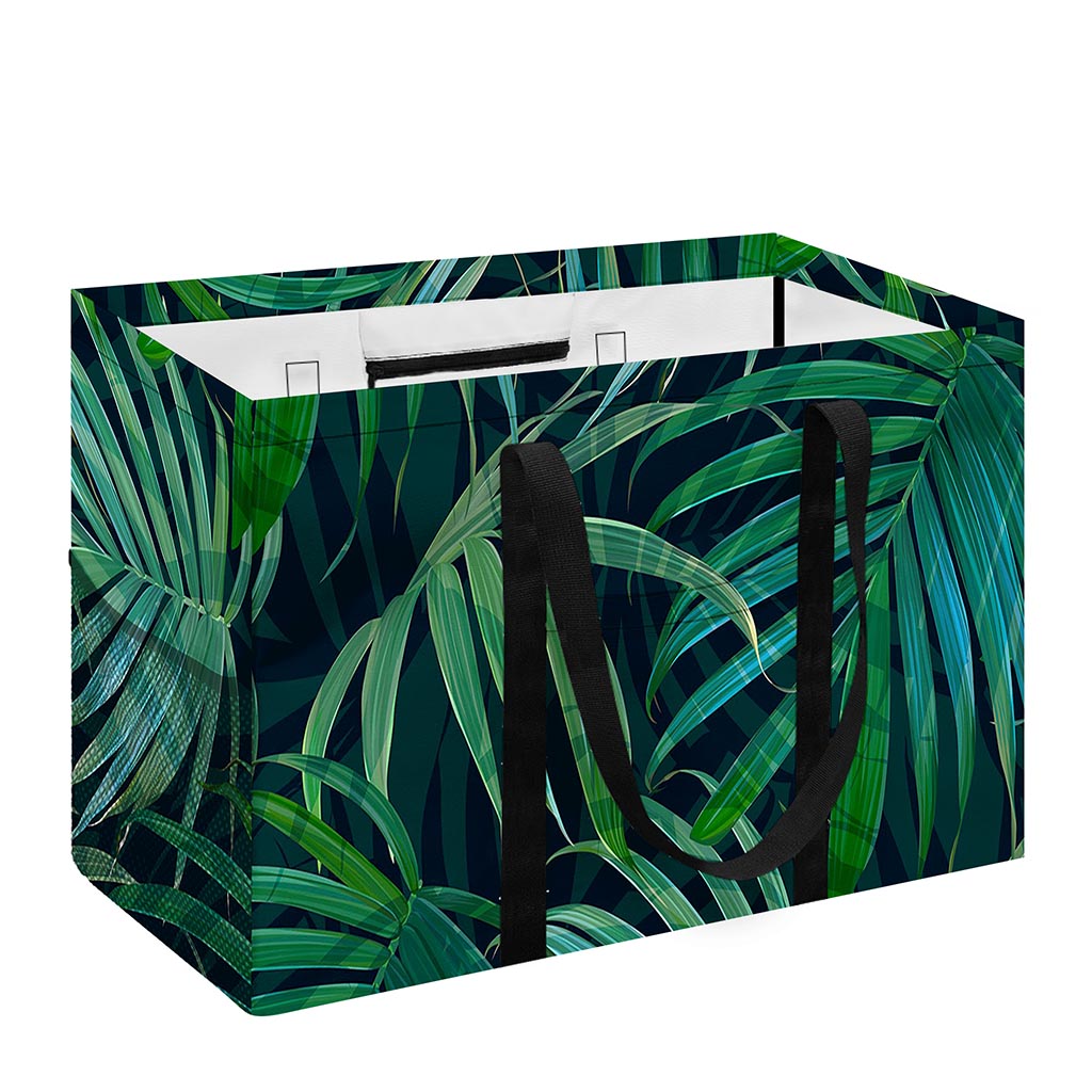 Dark Tropical Palm Leaves Pattern Print Utility Tote Bag
