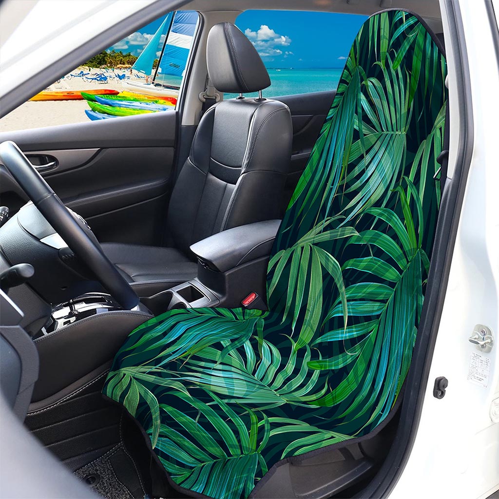Dark Tropical Palm Leaves Pattern Print Waterproof Car Seat Cover