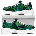 Dark Tropical Palm Leaves Pattern Print White Chunky Shoes