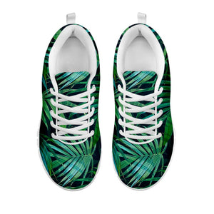 Dark Tropical Palm Leaves Pattern Print White Running Shoes