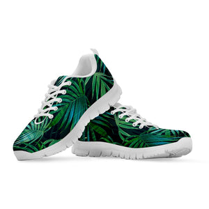 Dark Tropical Palm Leaves Pattern Print White Running Shoes