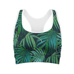 Dark Tropical Palm Leaves Pattern Print Women's Sports Bra