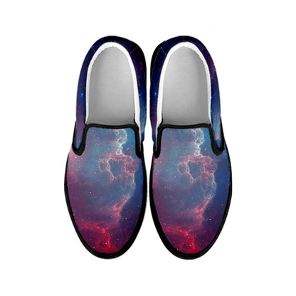Dark Universe Galaxy Deep Space Print Black Slip On Sneakers