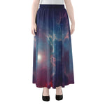 Dark Universe Galaxy Deep Space Print Chiffon Maxi Skirt