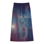 Dark Universe Galaxy Deep Space Print Cotton Front Slit Maxi Skirt