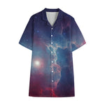Dark Universe Galaxy Deep Space Print Cotton Hawaiian Shirt