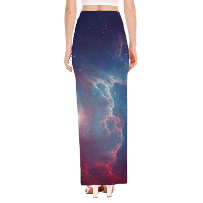 Dark Universe Galaxy Deep Space Print High Slit Maxi Skirt