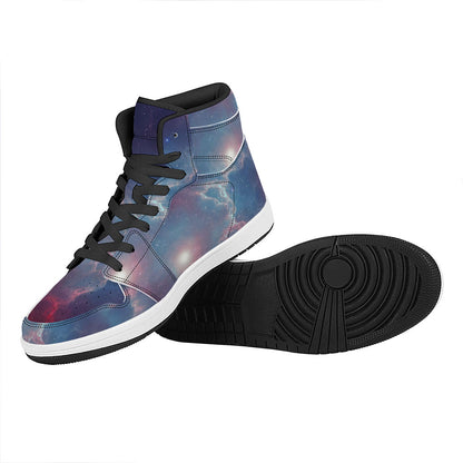 Dark Universe Galaxy Deep Space Print High Top Leather Sneakers