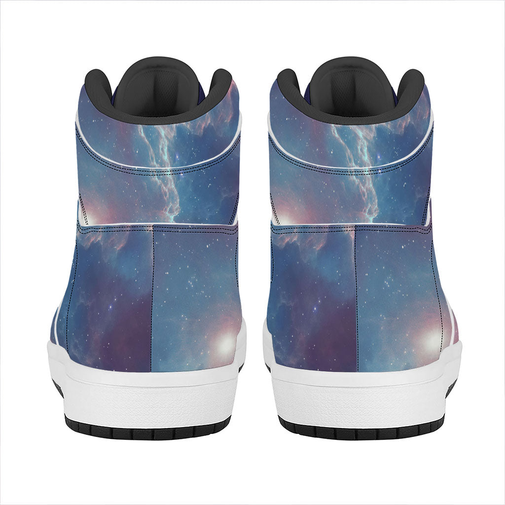 Dark Universe Galaxy Deep Space Print High Top Leather Sneakers