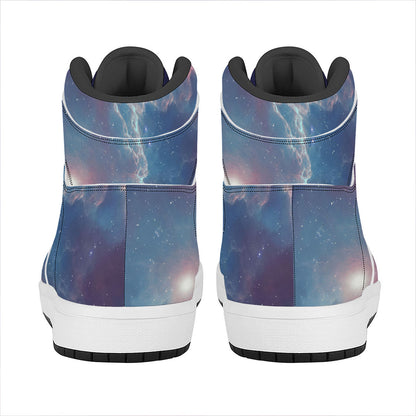 Dark Universe Galaxy Deep Space Print High Top Leather Sneakers
