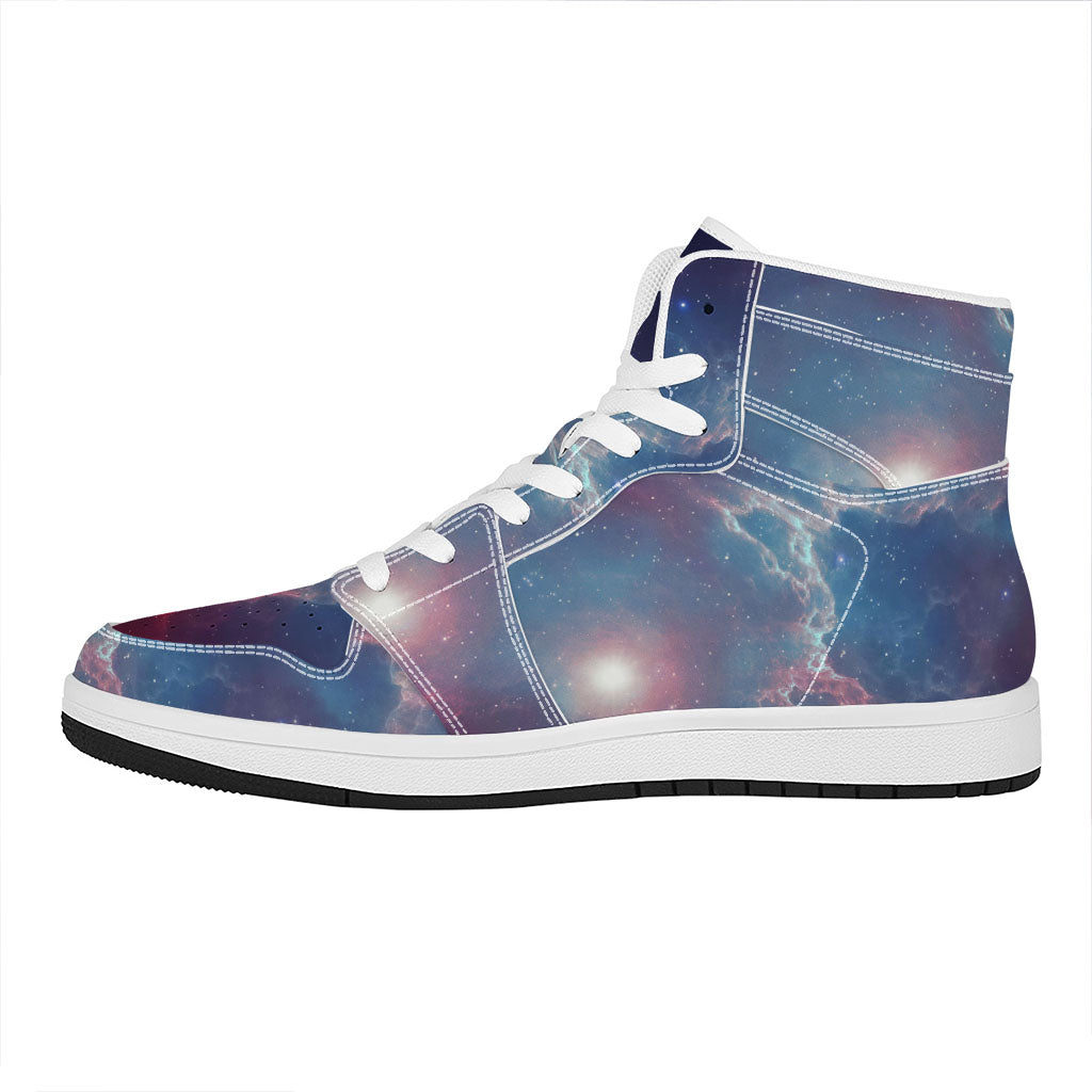 Dark Universe Galaxy Deep Space Print High Top Leather Sneakers