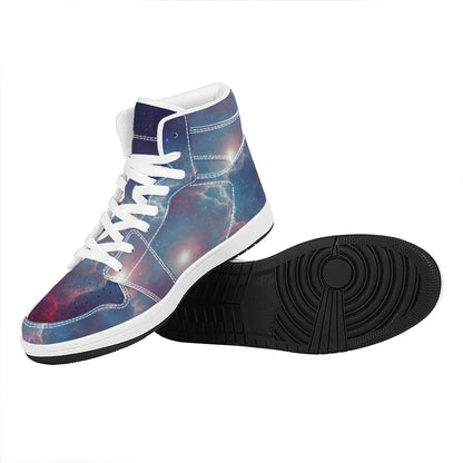 Dark Universe Galaxy Deep Space Print High Top Leather Sneakers