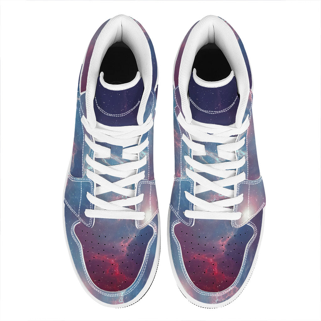 Dark Universe Galaxy Deep Space Print High Top Leather Sneakers