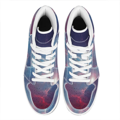 Dark Universe Galaxy Deep Space Print High Top Leather Sneakers