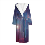 Dark Universe Galaxy Deep Space Print Hooded Bathrobe