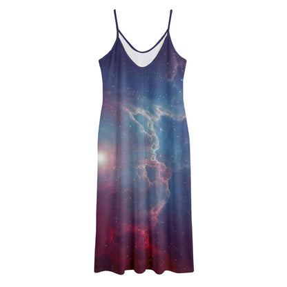 Dark Universe Galaxy Deep Space Print Jersey Midi Cami Dress