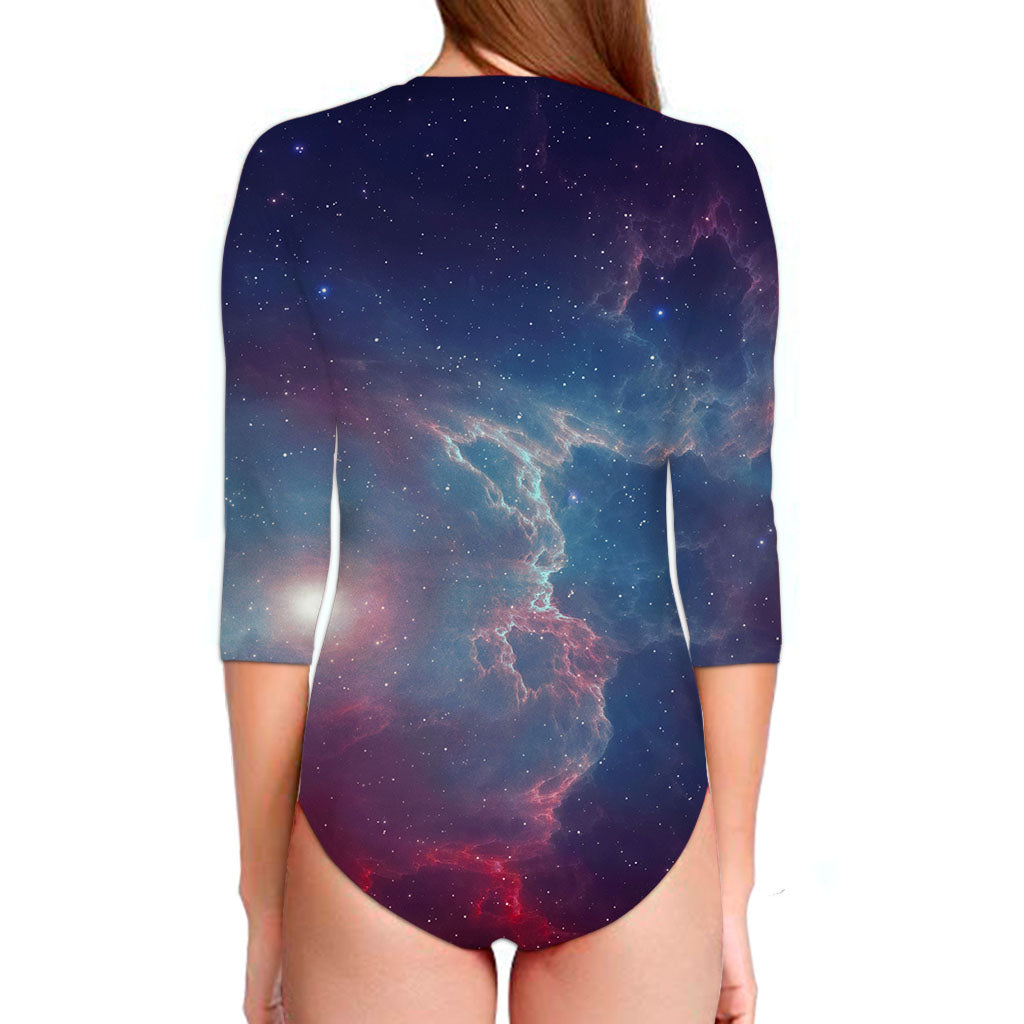 Dark Universe Galaxy Deep Space Print Long Sleeve Swimsuit