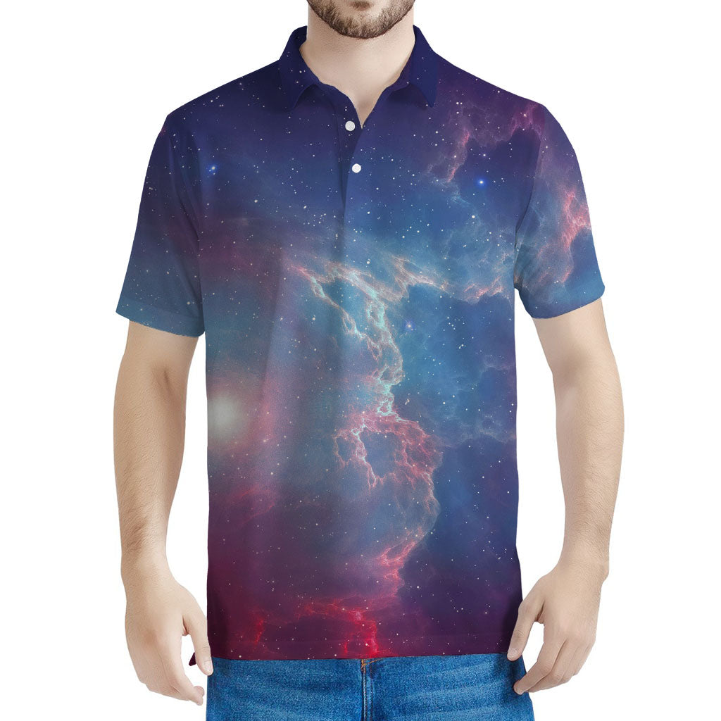 Dark Universe Galaxy Deep Space Print Men's Polo Shirt