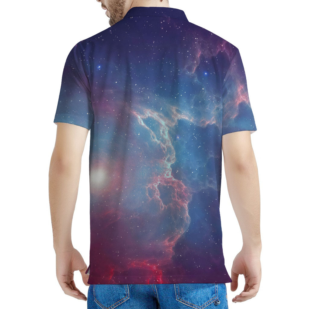 Dark Universe Galaxy Deep Space Print Men's Polo Shirt