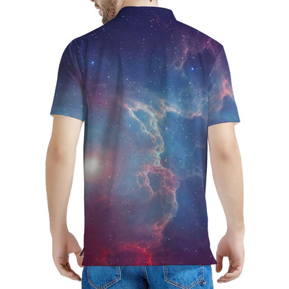 Dark Universe Galaxy Deep Space Print Men's Polo Shirt