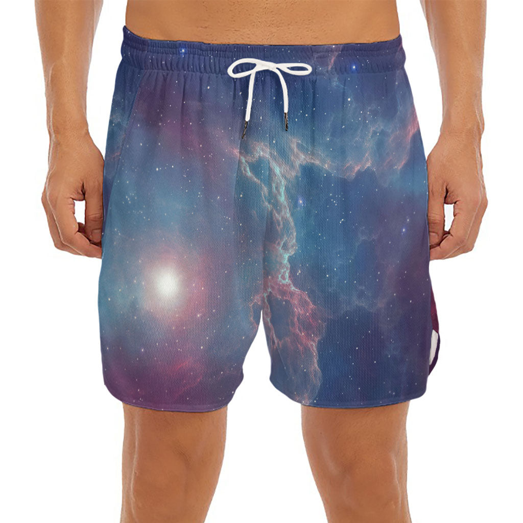 Dark Universe Galaxy Deep Space Print Men's Split Running Shorts