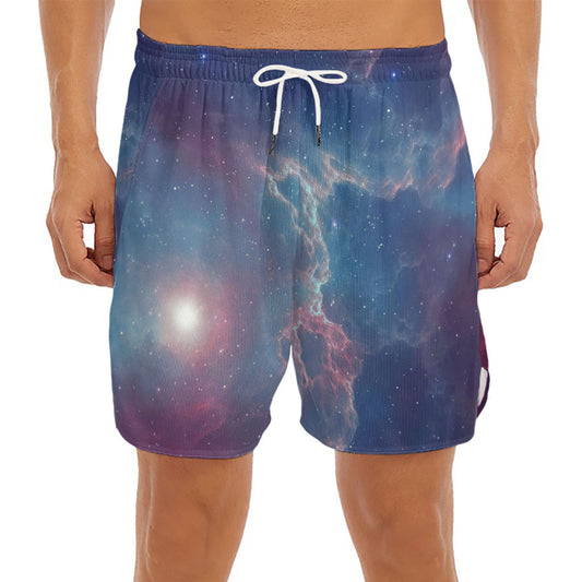Dark Universe Galaxy Deep Space Print Men's Split Running Shorts