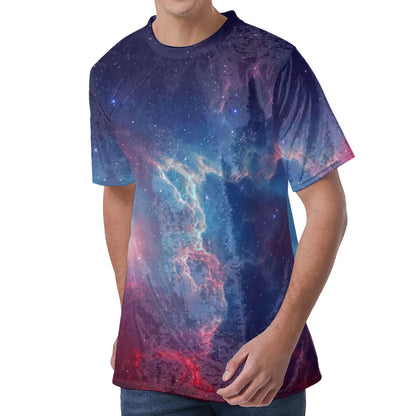 Dark Universe Galaxy Deep Space Print Men's Velvet T-Shirt