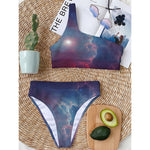Dark Universe Galaxy Deep Space Print One Shoulder Bikini Top