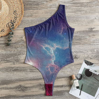 Dark Universe Galaxy Deep Space Print One Shoulder Bodysuit