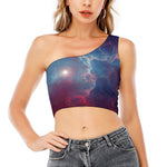 Dark Universe Galaxy Deep Space Print One Shoulder Crop Top