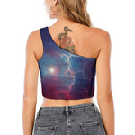 Dark Universe Galaxy Deep Space Print One Shoulder Crop Top