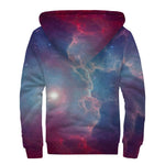 Dark Universe Galaxy Deep Space Print Sherpa Lined Zip Up Hoodie